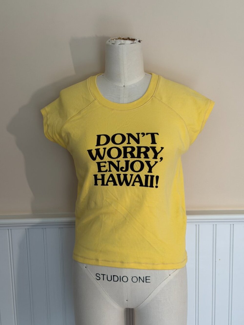 Zara Don't Worry Enjoy Hawaii Tee - Yellow - Runs Small
